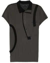 OPEN YY - Curved-Button Panelled Polo Shirt - Lyst