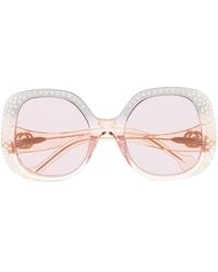 Gucci - Eckige Sonnenbrille mit Kristallen - Lyst