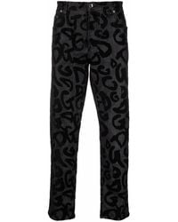Dolce & Gabbana - Flocked-logo Straight-leg Jeans - Lyst
