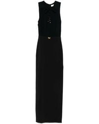 Elisabetta Franchi - Lace-Up Crepe Maxi Dress - Lyst