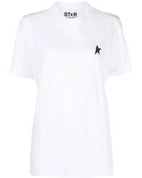 Golden Goose - Star Collection T-shirt In White With Contrasting Navy Star On The Front - Lyst