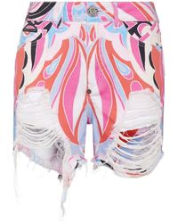 Philipp Plein - Colorful Circus Ripped Mini Shorts - Lyst