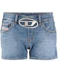 DIESEL - De-Lyla-Fsc Jeans-Shorts mit Logo-Schild - Lyst