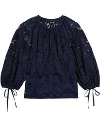 Ted Baker - Bacina Lace-Embroidered Puff-Sleeve Blouse - Lyst