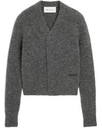 Ami Paris - Wool And Alpaca Cardigan With Ami Embroidery - Lyst