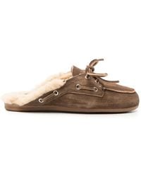 POSA - Suede Shearling-Lined Mules - Lyst