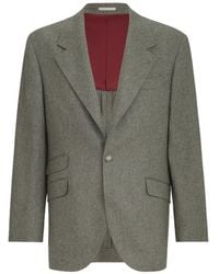 Brunello Cucinelli - Virgin Wool Flannel Cavallo Tailor Blazer With Metal Buttons - Lyst