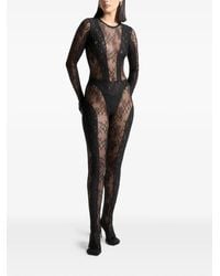 Manière De Voir - Lace Backless Footsie Jumpsuit With Pearl Detail - Lyst