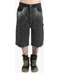 BIRTH OF ROYAL CHILD - Crystal-Embellished Washed-Denim Shorts - Lyst