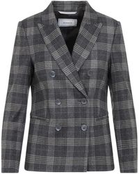 Peserico - Double-Breasted Check-Pattern Blazer - Lyst