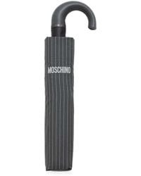 Moschino - Pinstripe-Print Logo-Print Umbrella - Lyst