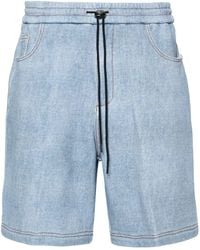 Emporio Armani - Short en jean à plaque logo - Lyst