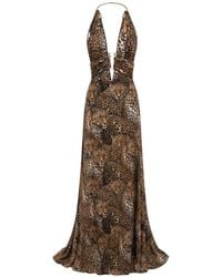 Philipp Plein - Open-Back Piercing Long Dress All-Over Leopard - Lyst