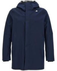 K-Way - Hooded Logo-Patch Coat - Lyst