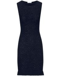 Oscar de la Renta - Sequin-embellished Sleeveless Tweed Dress - Lyst