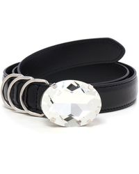 Alessandra Rich - Crystal-buckle Leather Belt - Lyst