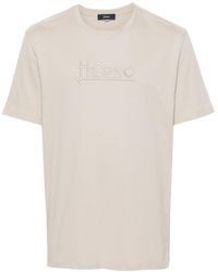 Herno - Logo-Embroidered Cotton T-Shirt - Lyst