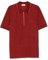 Ferragamo - Zip-Fastening Logo-Embroidered Polo Shirt - Lyst