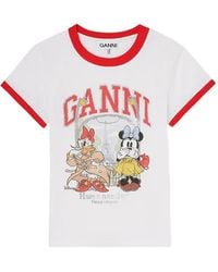 Ganni - Baby Fit T-Shirt With Minnie Mouse & Daisy Duck - Lyst