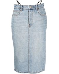 Alexander Wang - Thong-strap Denim Skirt - Women's - Cotton - Lyst
