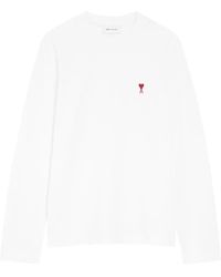 Ami Paris - De Coeur Monogram Long-Sleeve Organic-Cotton T-Shirt - Lyst