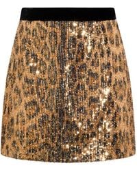 Roberto Cavalli - Sequinned Animal-Print Mini Skirt - Lyst