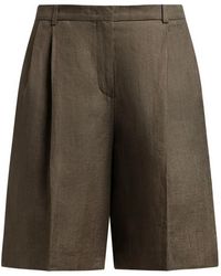 12 STOREEZ - Pleated Linen Shorts - Lyst