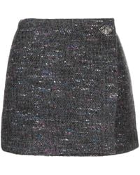 Ganni - Tweed Wrap Mini Skirt - Lyst
