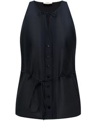 12 STOREEZ - Tie-Fastening Cotton-Blend Blouse - Lyst