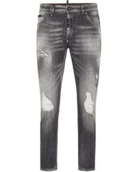 Philipp Plein - Distressed Cropped Skinny Jeans - Lyst