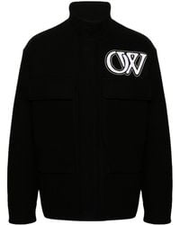 Off-White c/o Virgil Abloh - Logo-embroidered Felted Varsity Jacket - Lyst