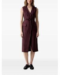 Sisley - Robe Mi-Longue Sans Manches À Boutonnière Croisée - Lyst