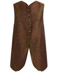 Etro - Wool-Blend Jacquard Waistcoat With Paisley Motif - Lyst