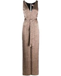 Twinset - Leopard-Print Satin-Finish Jumpsuit - Lyst