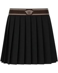 Versace - Geplooide Wol-Mohair Minirok - Lyst
