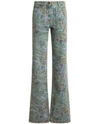 Etro - Flared Jeans With Leafy-Paisley Motif - Lyst