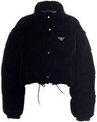 Prada - Convertible Velvet Down Jacket - Lyst