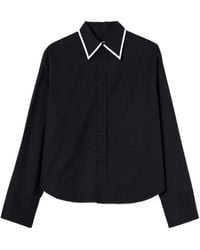 Plan C - Contrast-Trim Chest-Pocket Shirt - Lyst