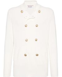 Brunello Cucinelli - Ribbed-knit Double-breasted Cardigan - Lyst
