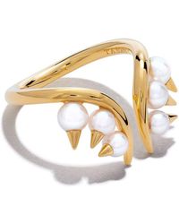 Tasaki - 18kt Yellow Gold Danger Plus Collection Line Akoya Pearl Ring - Lyst