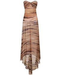 Elisabetta Franchi - Strapless Tiger-Print Maxi Dress - Lyst