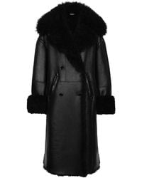 Dolce & Gabbana - Wide-Lapels Shearling-Lining Coat - Lyst