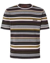 Missoni - Striped Crew-Neck Cotton T-Shirt With Embroidered Logo Lettering - Lyst