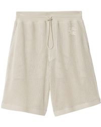 Burberry - Embroidered-logo Mesh Cotton Shorts - Lyst