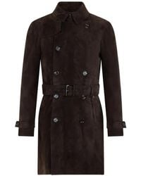 Moorer - Leren Trenchcoat Met Ceintuur - Lyst