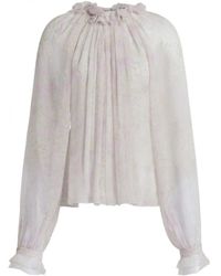 Alberta Ferretti - Top floral con volantes - Lyst