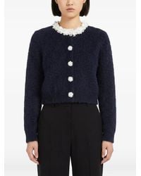 Self-Portrait - Cardigan À Boutons Fleurs Bordé De Perles - Lyst