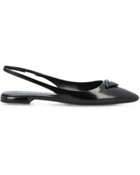 Prada - Pointed-Toe Slingback Ballet Flats - Lyst