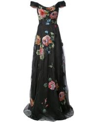 Marchesa - Floral-Embroidered Off-The-Shoulder Gown - Lyst