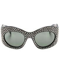 Gucci - Crystal-embellished Oval-frame Sunglasses - Lyst